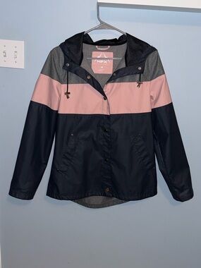 Halifax HFX Color Block Rain Jacket - Gray, Pink, Navy Blue (Size M)